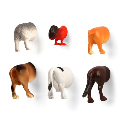 Product Image of the Kikkerland Farm Animal Butt Magnet Set of Six – Fun Decor for Home, Office, & Classroom – Gifts for Holidays & Events
