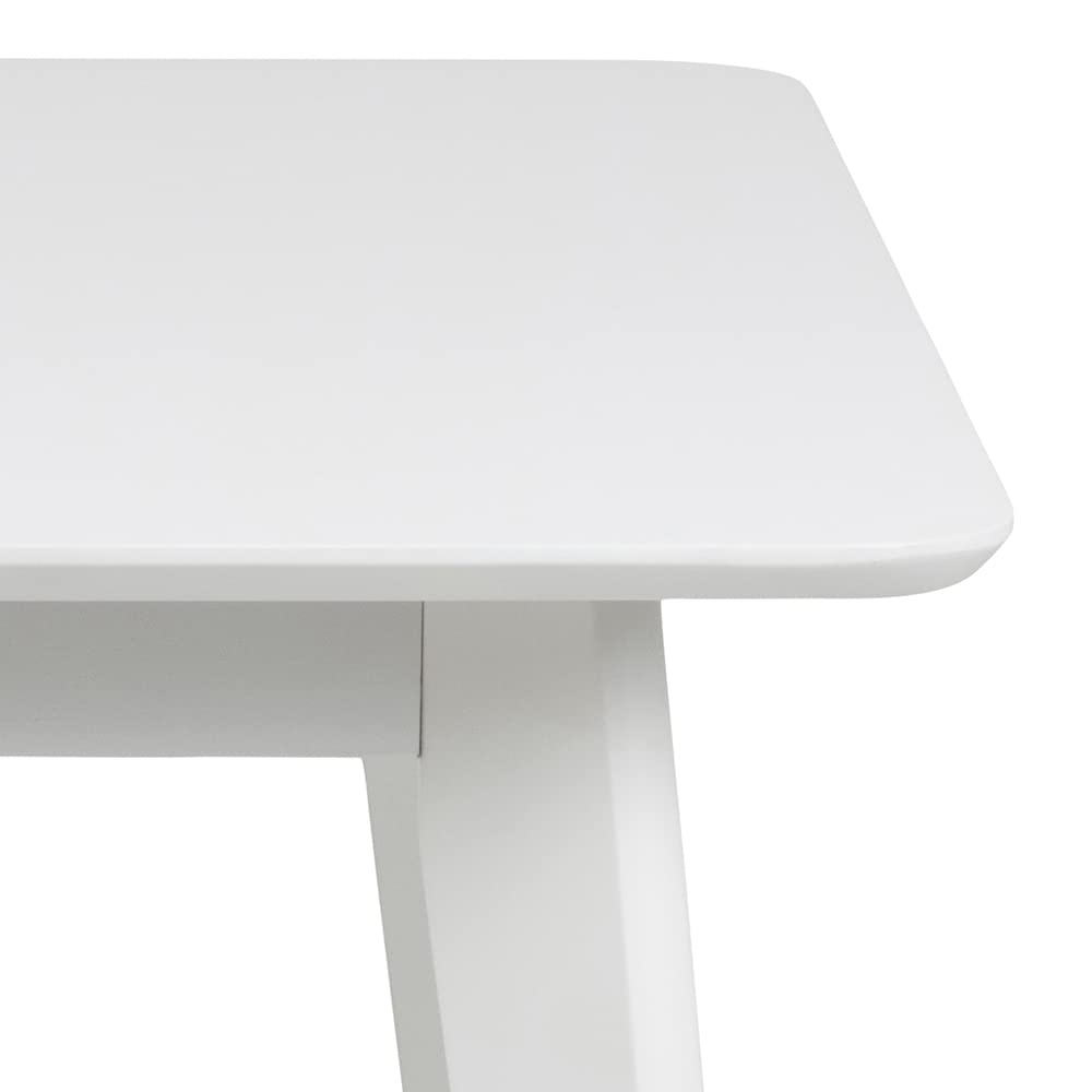 AC Design Furniture Roxanne Esstisch für 4 Personen in Weiß, Ausziehbarer Küchentisch Weiß, Moderner Retro Stil für Esszimmer, Esstisch Eckig, B: 80/120 x H: 76 x T: 80 cm