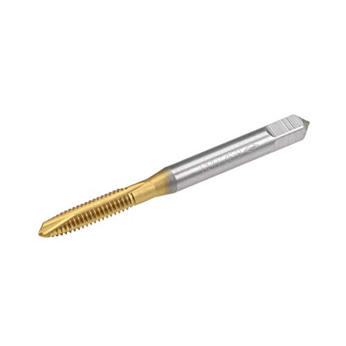 uxcell Spiral Point Plug Threading Tap UNC 8-32 Thread, Ground Threads H2 3 Flutes, High Speed Steel HSS 6542, Titanium Coated, Round Shank with Square End