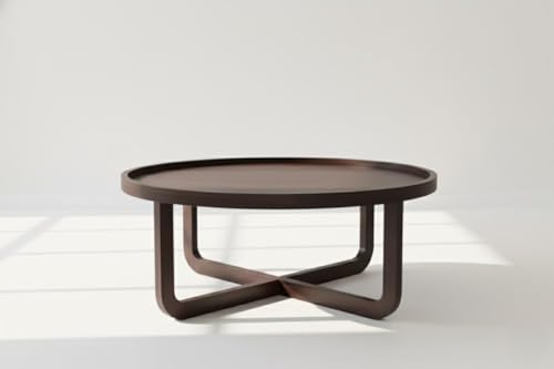 Image of Sheeshsam Wooden Center Coffee Table - Solid Wooden Round Coffee Table for Living Room - Tea Table Teapoy Center Piece for Home Sofa Round Center Table for Living Room (Walnut, Kyle1)