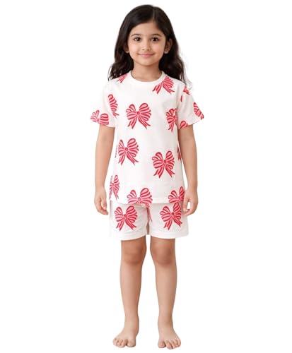Image of ANTHRILO Sleepwear Shorts Set for Girls| Material: 100% Pure Cotton | Fabric: Skin-Friendly, ensuring a Soft Touch on Delicate Skin| Fit: Regular |Age Range: Suitable for Girls Aged 0-14 Years