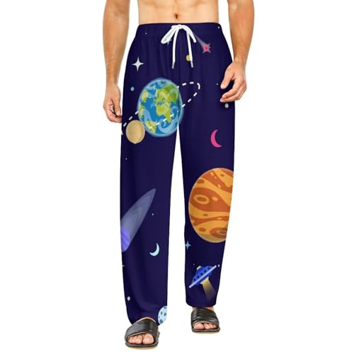 Bas de pyjama femme long pantalon vêtements de nuit Galaxie Cosmique taille S avec poches