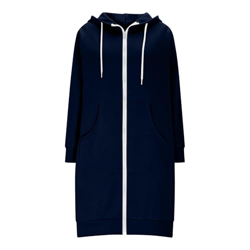 Long Zip Up Hoodies For Women Fleece Zippered Casual Jacket Fall Tunic Coats Oversized Hooded Sweatshirt With Pockets2