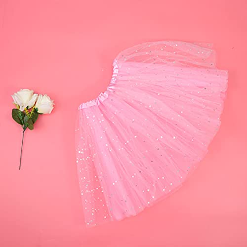 STOBOK Lantejoulas Saia Tutu 1Pc Rosa Lantejoulas Saia Tutu Luminosa Half- Length Saia Ballet Saia D