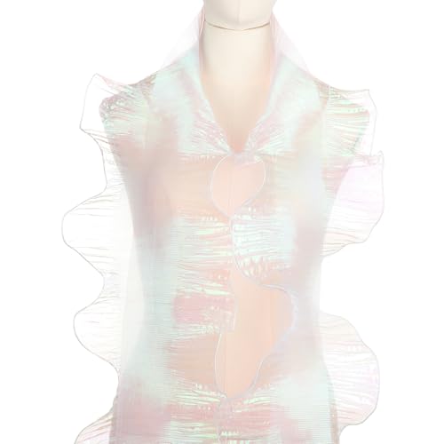 Volant plissé en chiffon blanc iridescent 25 yards pour couture