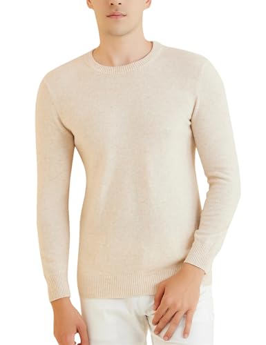 Sweater for Men 100 Percent Merino Wool Knitted Sweater Long Sleeve Pullover Classic Crew Neck Knitwear