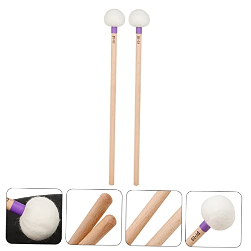 Baquetas para bombo Abaodam, 2 piezas, punta de fieltro, mango de madera, sonido uniforme y suave miniatura 7