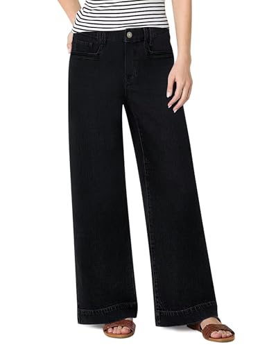 KDF Women's High Rise Straight Leg Jeans,Loose Fit Stretch Denim Pants Wide Leg Baggy Jeans