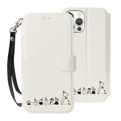 For ムーミン iPhone 17 Pro 用 ケース 手帳型 高級puレザー 横置き機能 財布型 プレミアムレザーウォレットケース, マグネット式 3カードスロット&1ポケット ストラップ付き G-X-xxxx-115ib