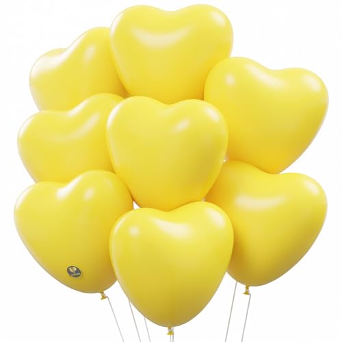 Image of AFTERLOON Biodegradable Balloons 24 pcs Yellow 12 Inch Heart Shaped, Natural Rubber Latex Plastic-Free Alternative Durable Thickened Extra Strong Helium Float, Proposal Marriage Love Wedding