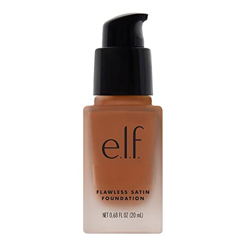 e.l.f. Flawless Satin Foundation, Lightweight & Medium Coverage, Semi-Matte Finish, Vegan & Cruelty-Free, Coco, 0.68 Fl Oz (20mL)