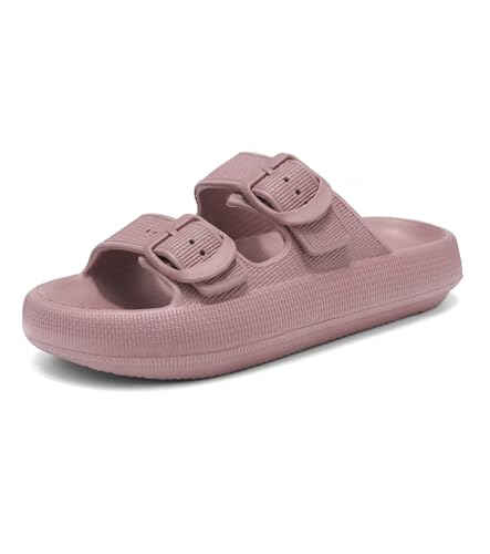 Image of Haifago Cloud Slide Sandals for Women Comfort Recovery Pillow Sandal, Lightweight House Bathroom Shower Slippers Adjustable Double Buckle Platform Slide