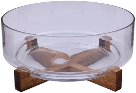 Mimo Style, Saladeira de Vidro com Base Acácia Wood 22cm