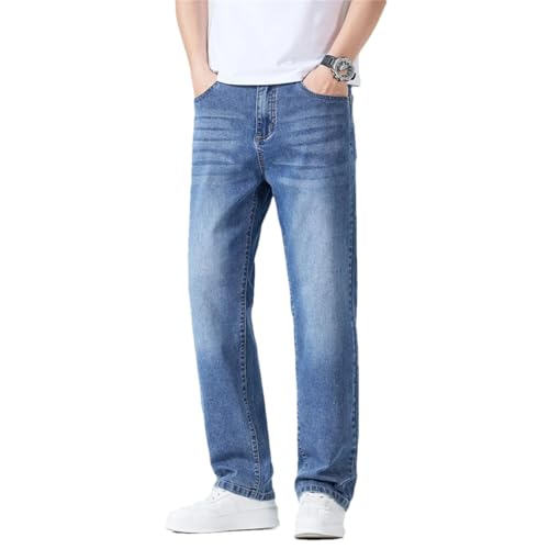Men's Jeans Soft Breathable Straight Comfortable Trousers Business Loose Denim Pants