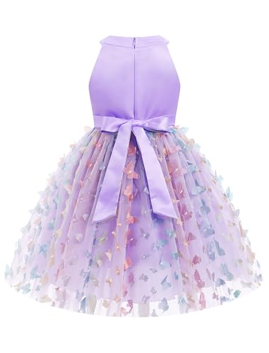 OBEEII Flower Girl Dress for Wedding Party 3D Butterfly Tulle Tutu Dress Girls Halter Baptism Birthday Pageant Prom Ball Gown2