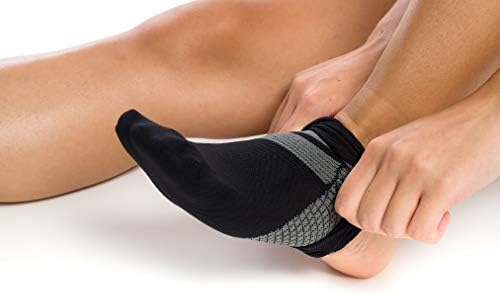ZaTech Plantar Fasciitis Sock, Ankle Compression Socks with Arch Support (Black/Grey, Medium)