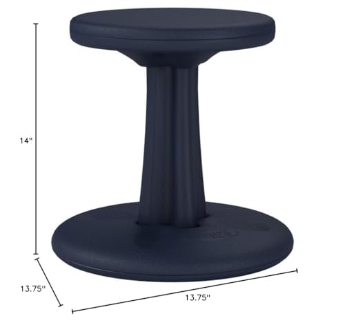 Image of Kore Kids Wobble Stool, Flexible Seating, Ages 6-7, 14in, Dark Blue | Wiggle chair for classroom and home boosts focus, improves posture, and provides an energy outlet; anti-tip base; Made in USA