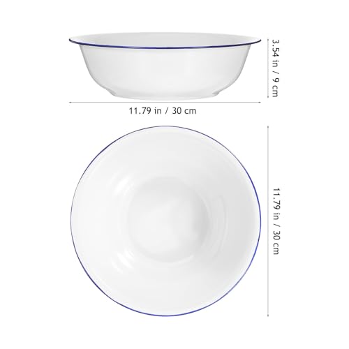 Tazón de esmalte blanco retro 30 cm para mezclar miniatura 2