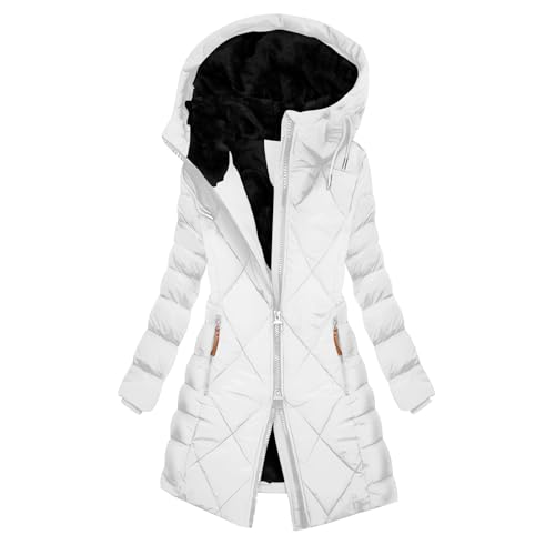 Slxbear White Plus Size Warm Parka Jacket With Faux Fur Hood M - Image 3