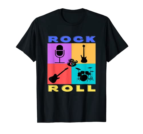 Retro Rock And Roll Music Band Instruments For Rock Fans T-Shirt