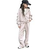 SXSHUN Trainingsanzug Kinder Mädchen Jogginganzug Sportanzug Outdoor Sportkleidung mit Schmetterling 2tlg Bekleidungssets Sport Jogginghose Sweatjacke Frühjahr Herbst, Rosa, 164
