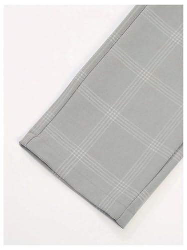 WDIRARA Men's Plaid Tapered Suit Pants Stretch Slim Fit Casual Work Business Trousers3