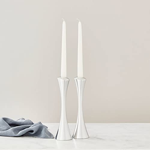 Nambe Aquila Candlestick Holders | 2-Pc Set | Metal Taper Candle Holder | Modern Decorative Centerpieces | Candlestick Holders For Table, Mantel, Or Wedding Gift (Silver) #TOP4