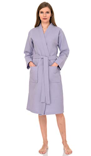 TowelSelections Turkish Bathrobe Waffle Kimono Robe for Women and Men Large/X-Large Purple Heather