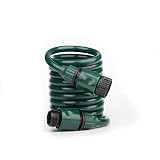 FUNJEE Lightweight EVA Coil 10 ft Garden Hose with Nipple QD Fittings, Female and Male Thread QD Fit
