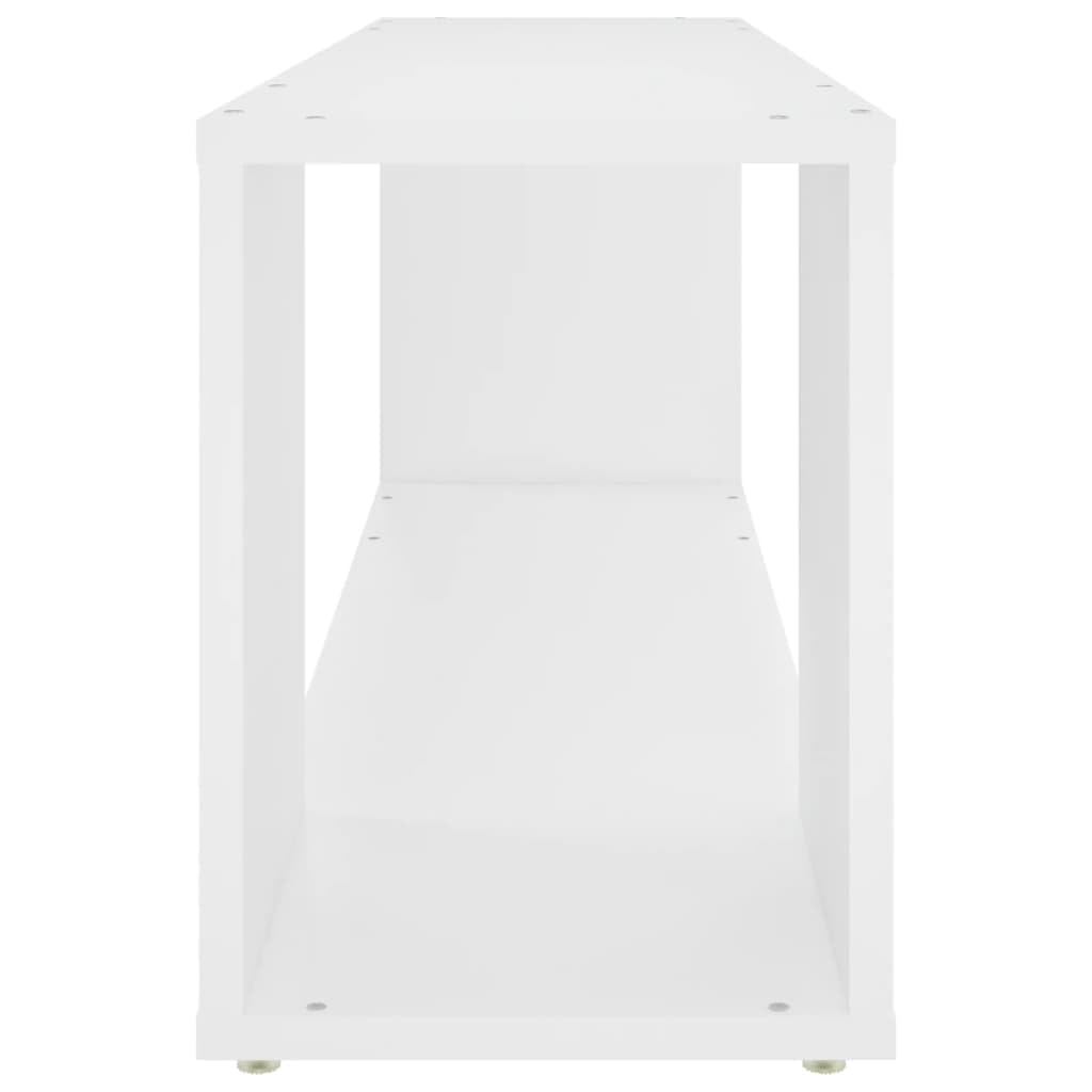 Meuble TV Blanc Moderne 100 cm Largeur pour Salon, Bibliothèque Étagère avec Portes en Bois d'Ingénierie Stable, Meuble Bas Télévision Design Élégant 32 cm Hauteur
