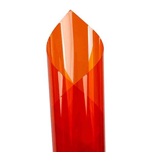 HOHOFILM 17.7"x78.7" Clear Colored Window Films Self Adhesive Window Glass Tint Vinyl for Home Window Decoration Sun Protection UV Proof,Orange
