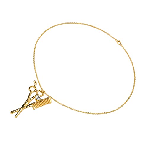 Tomantery Collana con Ciondolo Pettine a Forbice, Elegante per Parrucchieri per Scuola di Parrucchieri, Lega (Oro)