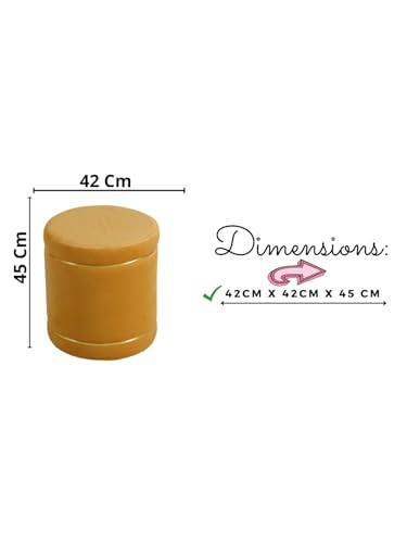 Image of Pouffes Sitting Stool for Living Room, Puffy Wooden Ottoman | Round Pouffe for Living Room & Bedroom | Pouf for Office & Home Decoration & Modern Seating Stool (Beige)