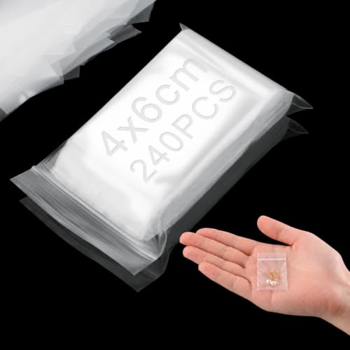 Nasxkji 240 Stück Zip Beutel 4x6 cm Druckverschlussbeutel Klein Transparent Kleine Plastiktüten Plastikbeutel Verschließbar für Ringe Schmuck Süßigkeiten Schrauben Toilettenartikel Büroklammern