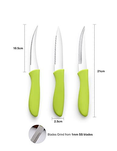 GANESH Stainless Steel Knife Set, 3-Pieces, Green, Blue and Pink (Image - 7)