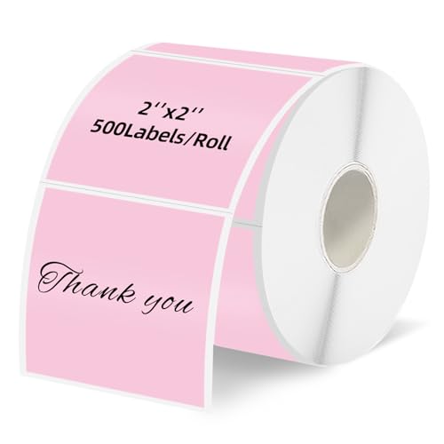 Starboling 2"x2"Square Thermal Labels,Self-Adhesive Thermal Sticker Printer Labels for Small Business,Address,Color Coding（Pink）