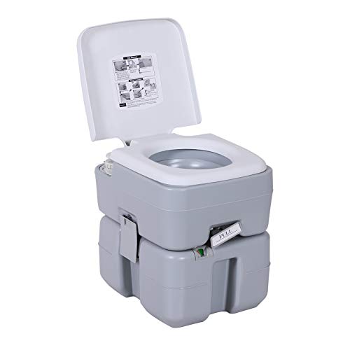 HOMCOM 5.3 Gallon Advanced Outdoor Portable Toilet for Camping Boating Traveling Roadtripping
