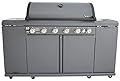 Brand-Man 6-Burner Gas Grill Outdoor Kitchen Island, 72000 BTU Cabinet Style Propane Barbecue Grill for Patio Backyard Cooking with Fold-out Prep Table, Gray