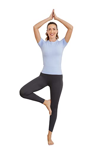 Image of MathCat Short Sleeve Workout Tops for Women, Seamless Women's Compression Shirt, Yoga Running Athletic Shirts Soft Gym Tops