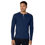 Hanes Men's Long-Sleeve Beefy Henley T-Shirt - Large - Hanes Navy Heather