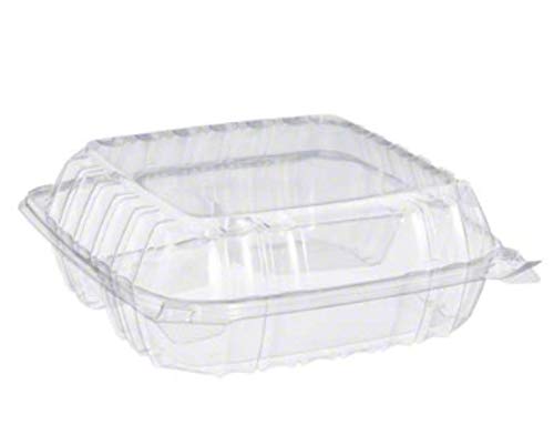 Dart Solo C90PST1 Dart 8 Inch X 8"X 3 Inch Clear Plastic Hinged Food Take-Out Container 1-Compartment thumb #2