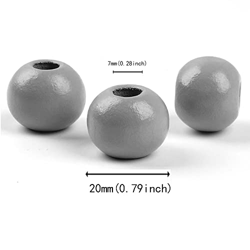 Oneyijun 50 Pcs Large Wooden Beads 20mm Natural Round Wood Beads Loose Beads - Image 2