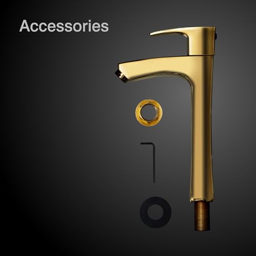 Image of Hindware Italian Collection F520002PGD Avior Gold Pillar Cock Tall | Made of Brass | Chrome Polish Finish | PVD Coating | 12-Year Manufacturer Warranty