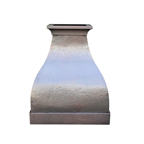 SINDA Island Mount Copper Range Hood, Custom Hammered Copper Range Hood Cover With Stainless Steel Vent, Includes High Airflow Fan Motor, Blower Box and Baffle Filter, 42"Wx27"H, H29-OI4227