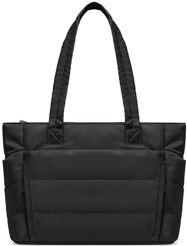 BISKLNDN Tote Bag for Women - Puffer Work Tote Handbag with Compartments, Carry-On Quilted Shoulder Bag for Work, Travel, Gym