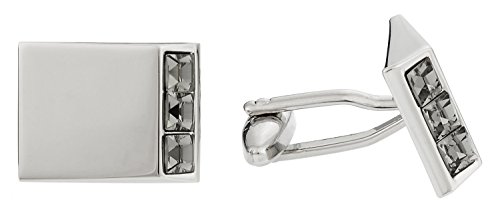 Mancuernillas de cristal gris para hombre en caja de regalo miniatura 2