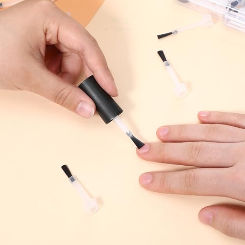 Lnngub 93 Stück Nagellack Ersatzpinsel Set, 91 Transparente Einweg Nagellackpinsel mit 2 Griffe 45 x 11 mm Tragbare Kleine Nagel Pinsel mit Feinen Weichen Borsten für Heimwerkernägel und Nagelstudios