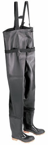 ONGUARD 86066 PVC/Polyester Men's Plain Toe Chest Wader Boots with Cleated Outsole, 56-19/32" Height, Black, Size 9 by ONGUARD Industries