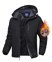 Zoofly Winterjacke Herren Skijacke Thermojacke mit Zip Taschen Winter Jacke Wasserdicht Wanderjacke für Männer Fleece Gefütter Schwarz XL