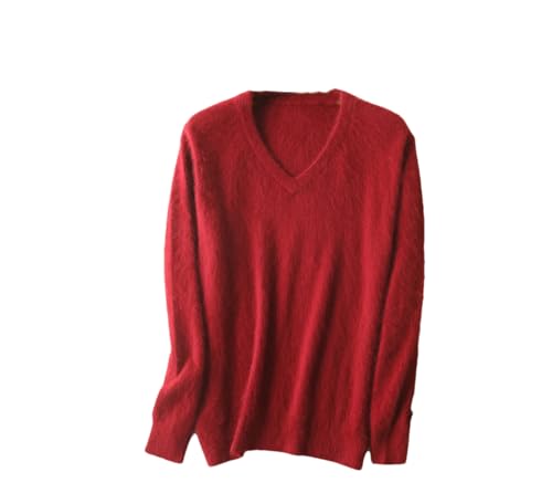 Men's Classic Mink Cashmere Sweaters Solid Color V-Neck Casual Knitted Pullovers Winter Men Long Sleeve Warm Jumper